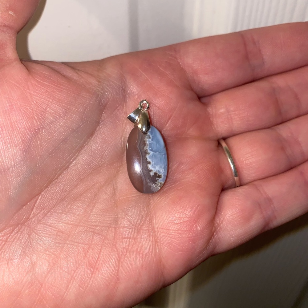Beautiful Blue and Brown Agate Pendant